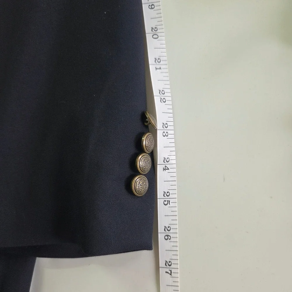 GS Perfect Fit Blazer Men 58L Navy Blue Two Button Gold Crest Buttons Sport Coat